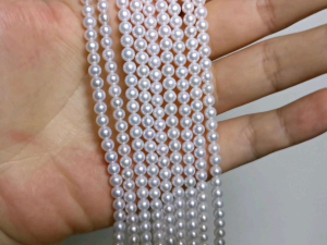 DaVee | 3-5mm High grade natural fresh water pearl necklace 925 silver clasp gold plated Akoya bright white pearl necklace