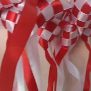 (10 pasang) ketupat merah putih kotak ketupat pita satin merah putih