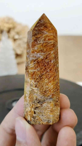 Natural Brazil Collection Sagenite Agate with Acicular Rutile Crystal Point SGP06
