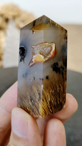 Natural Brazil Collection Sagenite Agate with Acicular Rutile Crystal Point SGP07