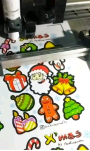 สติ๊กเกอร์ไดคัท handmade น่ารัก ลายคริสมาสธีม สติ๊กเกอร์กระดาษมันเงา กันน้ำ
