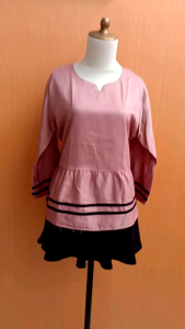 atasan wanita coksu coklat susu L cewek blouse santai kerja kuliah