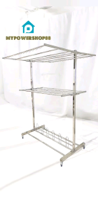 Free standing stainless steel clothes hanger. Clothes Drying Rack. Ampaian baju mudah alih. 6slot letak kasut.50mm wheel