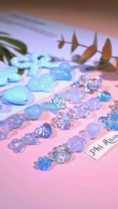 10gr hạt cườm xỏ vòng tone màu xanh charm nhựa nhiều kiểu làm handmade