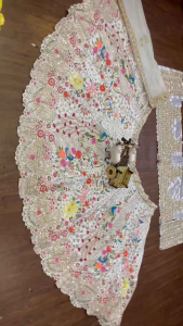 [PRE-ORDER] Semistitched Japan Satin Silk With Embroidered Lengha ( Delivery 10 Days )