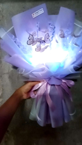 BUKET ULANG TAHUN/BUKET KUPU KUPU + LAMPU LED