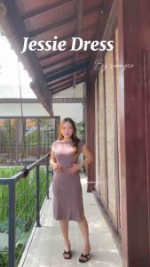 JESSIE MIDI DRESS / ONE SHOULDER DRES SPANDEK / DRES BODYCON BELAHAN