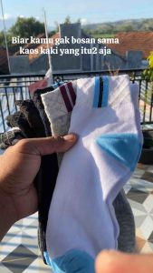 12 Pasang Kaos kaki Sport olahraga motif Tumit garis Pria wanita dewasa tebal halus anti bau