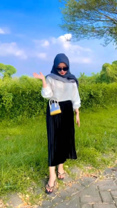 Rok Plisket Bludru 7/8 / Rok Plisket Import Bludru / ROK PLISKET 7/8 VELVET IMPORT