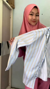 JS.Monney Fitted shirt salur motif stripe - kemeja kerja wanita