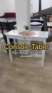 Familystar2u - 3ft White Console Table with 1 drawer StudyTable 3 kaki meja konsol 1 laci Meja Solek Meja Belajar