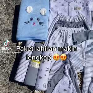 41 PCS Paket Lahiran lengkap Newborn Seri abu abu