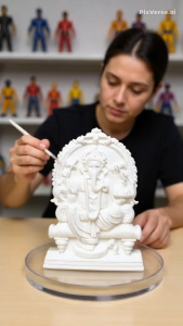Plaster of Paris Statue of Lord Ganesha and Lord Vishnu for Coloring