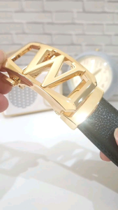 Sabuk Gesper Ikat Pinggang Pria Model Rel Huruf W Gold