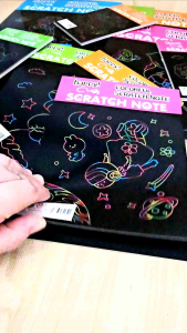 Colorful Scratch Note with Scratch Bamboo Stick - 10 Pads/Booklet for Creative Artistic Expression