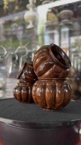 ถ้วยไม้ม่วง กลึงน้ำเต้า เคลือบเงา (1คู่)