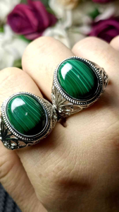 Premium Grade Malachite S925 Silver plated adjustable ring  高货孔雀石 镀S925银可调节戒指