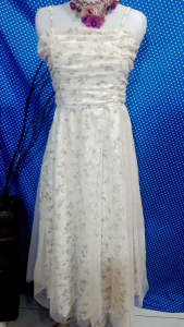OL LONGDRESS GAUN PESTA BRUKAT GLITTER PUTIH(IEF) 314