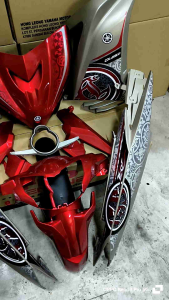 Cover set  LC135 LCV2 Batik Red Merah as red Silver Graphic-10 siap Tampal