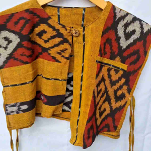 ATASAN VEST ROMPI TENUN KUNING
