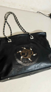Preloved Vincis Bench Korea Tote Bag Chain HandleGenuine Leather Bag