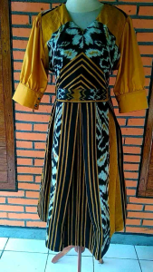 Dress tenun kombinasi Toyobo full furing trikot