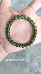 Gelang Batu Giok Black Jade Super Tembus Original Asli Aceh Bulat Size 8