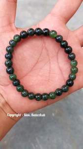 Gelang Batu Giok Hitam Black Jade Original Asli Aceh Bulat Full Tembus Size 8