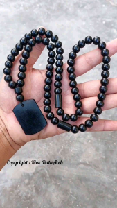 Kalung Batu Giok Black Jade Original Asli Aceh Bulat Size 10