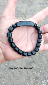 Gelang Batu Giok Hitam Black Jade Original Asli Aceh Tabung Cutting Plat Slim