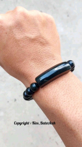 Gelang Batu Giok Hitam Black Jade Original Asli Aceh Bulat Plat Slim