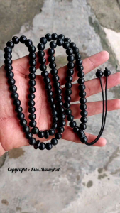 Tasbih Batu Giok Hitam Black Jade Original Asli Aceh Bulat 99 Butir Size 8
