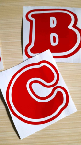 Stiker Vinyl Custom Perhuruf tinggi 5 cm untuk kaca grobak entalase dan lain lain