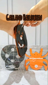 GARLAND TARIK HALLOWEEN SPIDER LABU laba-laba hantu hiasan dinding atap tempat pesta halowen aksesoris dekorasi kertas murah tarik hitam orange