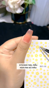 Sticker dán móng trang trí nail mẫu hoa Mai tết