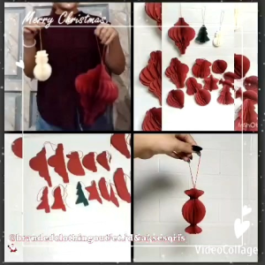 (1PCS) FESTIVE PAPER LAMPION NATAL IMLEK / GANTUNGAN LAMPION 3D DEKORASI SINCIA CHRISTMAS LIPAT HONEYCOMB / LAMPION TAWON HIASAN DINDING / LAMPION KERTAS LIPAT TEBAL CHRISTMAS EDITION MERAH HIJAU / HONEY COMB CHRISTMAS TREE DECORATION / HCM8265
