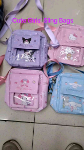Kuromi Sling Bag for Girls Kids 19x16x6 cm Adorable Character Design Kuromi My Melody Cinnamoroll Hello Kitty
