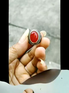 CINCIN GIOK MERAH Redjade Cristal Tembus Plong Cina Burna Asli Wanita Dim 14 mm