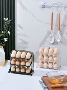 Rak Penyimpanan Telur 3 Lapis & Kotak Penyimpanan Serbaguna