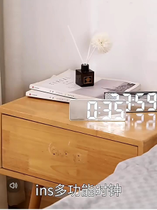 Sound Control Mirror LED Digital Clock Table Clock Simple Display Temperature Alarm Clock  LED Jam Meja Digital