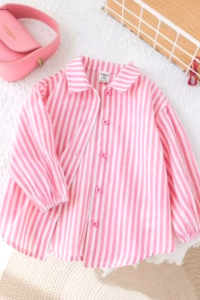 Fashion Kemeja Atasan Perempuan Salur Viral Wanita Top Usia 4-14 Tahun