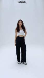 Welabelle Alexa Korean Wide Leg Casual Crinkle / Celana Panjang Kulot Lebar Kasual (B56)