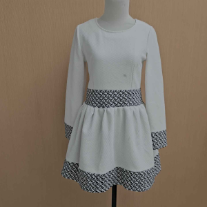 mini dress wanita putih M cewek S lengan panjang ABC cute santai