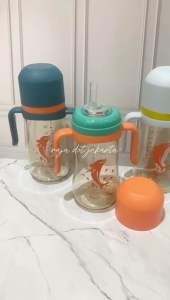 Botol minum model sedotan 330ml dengan dot model sedotan bahan ppsu tebal dan gagang