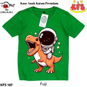 KFS 107 Atasan Baju Kaos Dino Astronout Anak Laki-laki Perempuan Bahan Katun