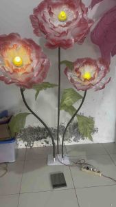 standing Aksesoris bunga lampu motif bunga Peony 3 cabang kombinasi 3 ukuran dekorasi pelaminan / Bunga lampu hias photogrgraphi / bunga Flower Hiasan