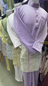 Baju Melayu Satin Slim Fit Tema Raya 2026 | XS–3XL Dewasa | Fabric Satin