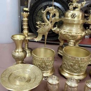 Combo bộ đỉnh thờ lư thờ bằng đồng Nguyên chất đỉnh cao 60cm
