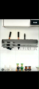 Kitchen Storage Rack厨房刀架壁挂式免打孔厨房多功能置物刀具菜刀筷子一体收纳