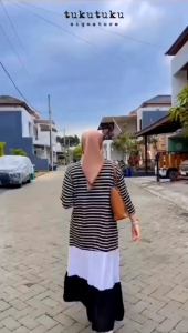 midi dress salur wanita kaos babyterry jumbo fit to XXL terbaru mewah elegan kekinian